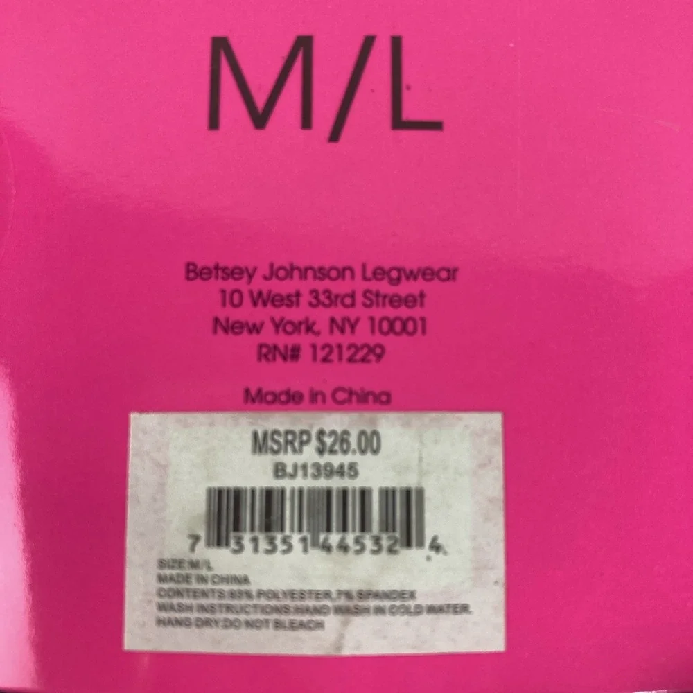 Betsey Johnson Fleece Lined Footed Tights Black‎ M/L
